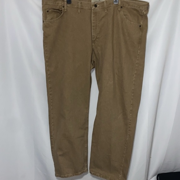 Wrangler Authentic MENS size 48 x 30 STONEWASH LOOK TAN Brown Pants EUC CLEAN - Picture 3 of 12